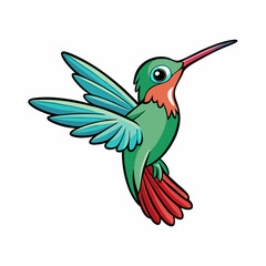 Hummingbird Perched Vector Style On White