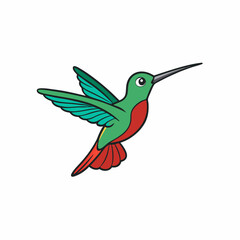 Hummingbird Perched Vector Style On White