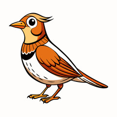 Lark Bird Perched Vector Style On White