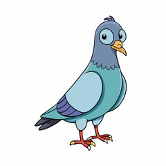 Pigeon Bird Perched Vector Style On White