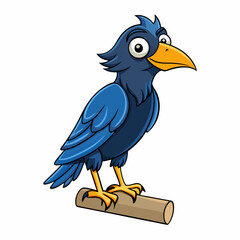 Crow Bird Perched On White