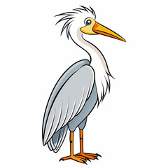 Egret Bird Perched Vector Style On White