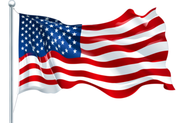 USA Map with American Flag Design, Transparent Background