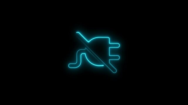 Neon style illustration of an electrical plug symbol crossed out against black backdrop