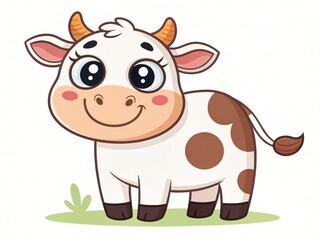 Obraz premium Adorable Cartoon Calf Cute Baby Cow Illustration Farm Animal Character Design