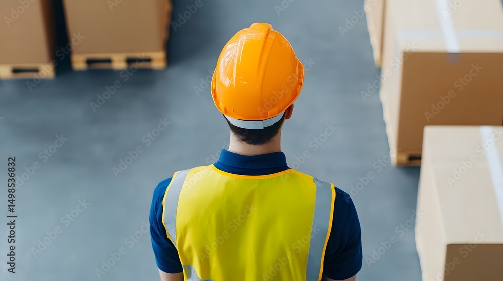 Aufkleber worker monitoring an automated inventory system in a smart warehouse