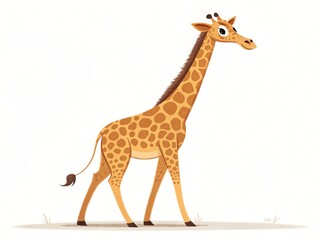 Obraz premium Adorable Cartoon Giraffe Illustration African Wildlife Animal Walking Cute Safari Animal Design