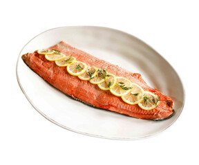 cold poached salmon fish fillet