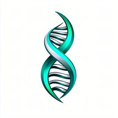 Abstract Teal and Silver DNA Helix Genetic Science Medical Illustration