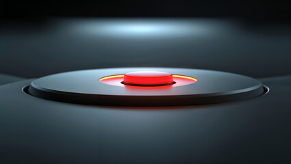 A striking image of a bright red button, glowing, set on a dark, metallic surface, ready to be pushed.