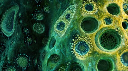 Cell abstract concept. Microorganisms under microscope 
