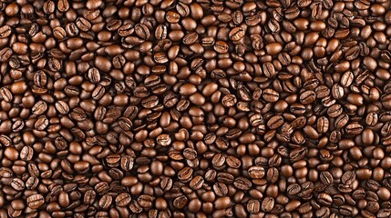 Fototapeta premium Pile of Roasted Coffee Beans Texture Background for Cafe Design