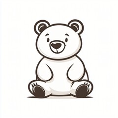 Obraz premium Adorable Cartoon Polar Bear Cub Sitting Cute White Bear Illustration Childrens Book Design