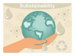 Sustainability or environmental protection concept. Hand Holding Earth Global Sustainability.