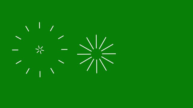 Simple fireworks animation background. Compilation of pop burst and trim path stroke. Cartoon firework flash animation in green background. 4k...