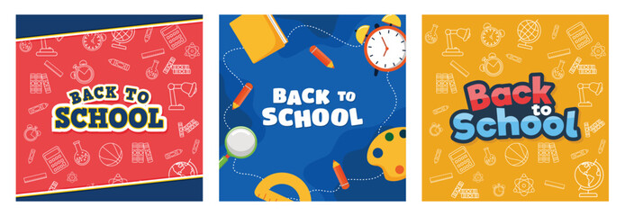 Editable text effect Back To School. Colorful Social Media Template. Colorful Back to School Design.