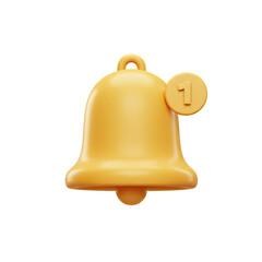 Charming golden notification bell with subtle dimensionality and clean presentation