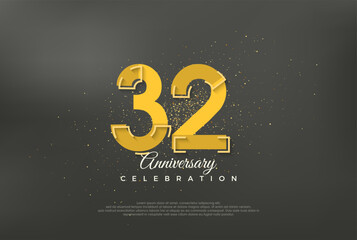 Anniversary number modern, premium vector background for 32nd anniversary. Premium vector for poster, banner, celebration greeting.