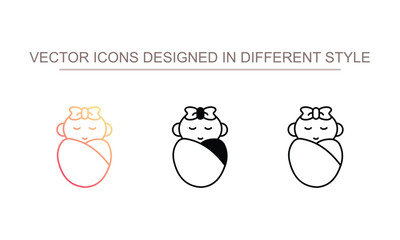 Baby girl icon design with white background stock illustration