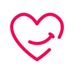 Minimalist heart icon with smile, ideal for wellness, emotional health and customer care concepts.