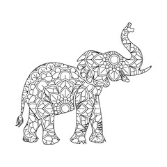 Intricate Mandala Elephant Coloring Page Adult Coloring Book Design