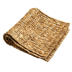 Modern Eco Straw Mat with a Natural Woven Texture Isolated on Transparent Background