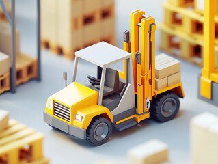 Naklejka premium yellow forklift truck