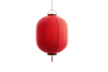 Traditional red chinese lantern hanging against black background, cut out