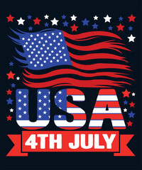 USA 4th of July typography t-shirt design