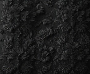 Luxurious black charcoal floral wallpaper pattern  Intricate design, stylish interior , design, high contrast
