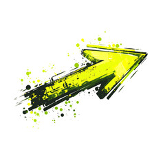 Bold Arrow with Impactful Vectors in Electric Lime Isolated on Transparent Background