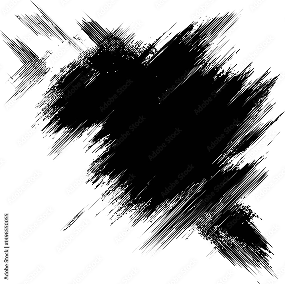 Poster Abstract black ink splatter with dynamic brush strokes. Vector illustration