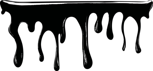Black dripping paint against, creating a bold abstract effect. Vector illustration