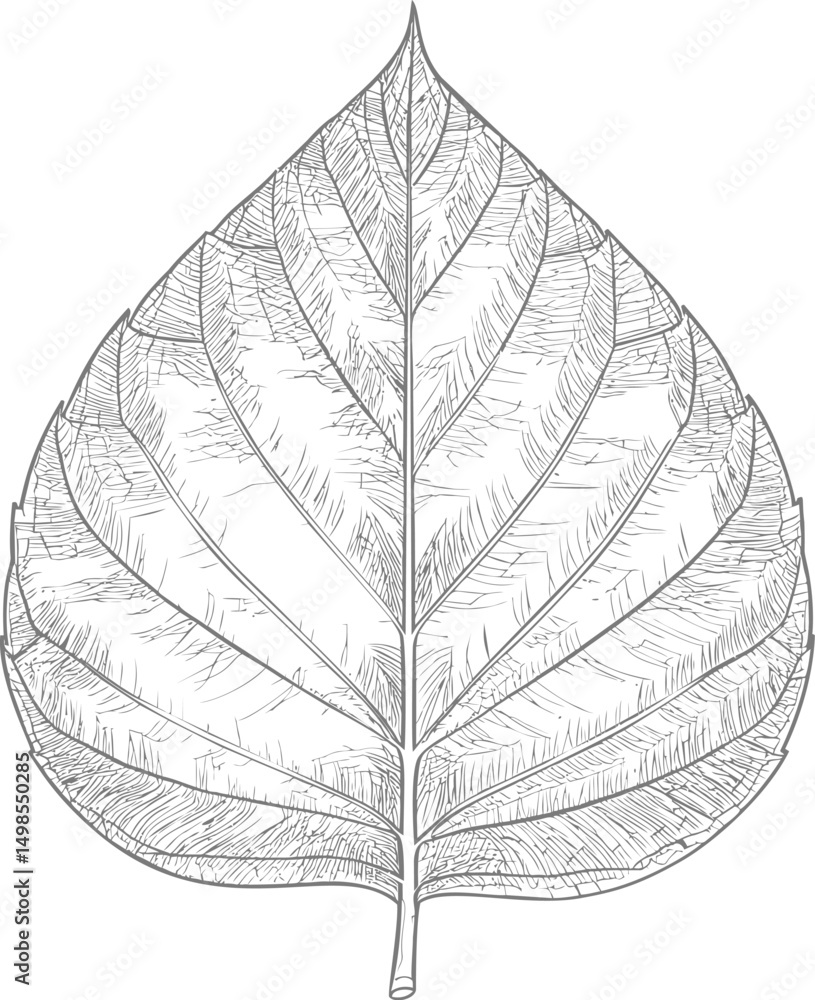 Aufkleber intricate line drawing of a single leaf with detailed veins and textures. vector illustration