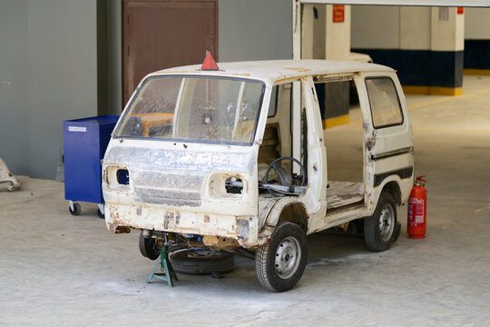 Car under repair work