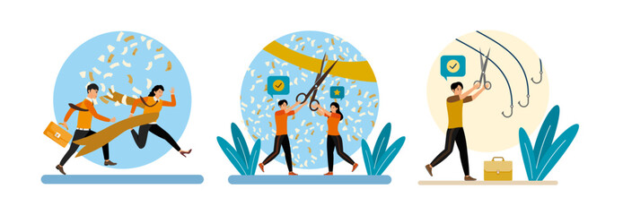 Finish line winner. Grand opening card with ribbon. Protection From Online Threats.