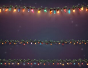 Retro Christmas string lights border, colorful seamless vector pattern , twinkle, festive, happy new year
