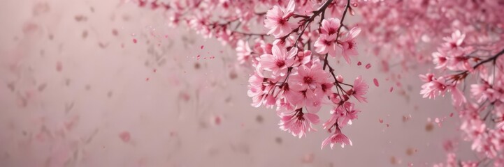 Mesmerizing swirl of abstract pink sakura petals against a soft, out-of-focus background ,  blur,  spring