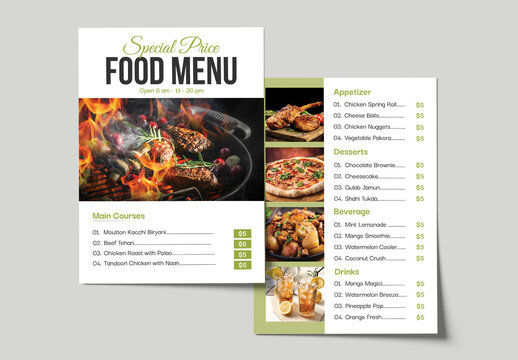 Restaurant Food Menu Layout