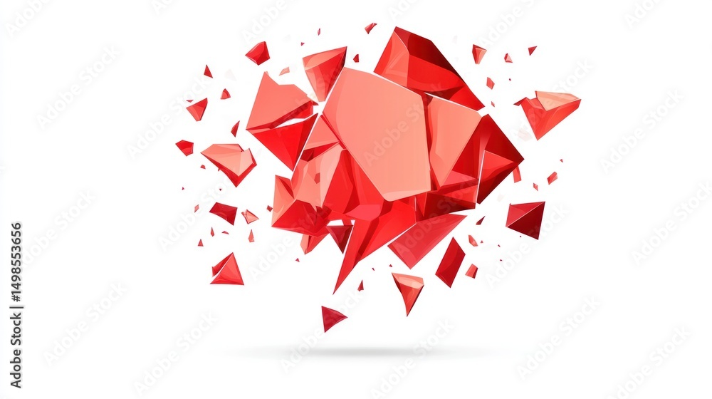 Poster red geometric shapes exploding