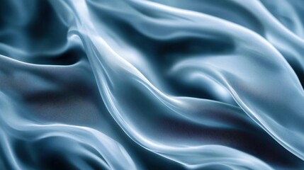 Fototapeta premium Captivating image of soft blue silk fabric flowing gracefully. The smooth texture and gentle waves create an elegant and sophisticated feel, ideal for design use.