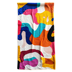 Playful Beach Towel with Giant Quirky Abstract Patt Isolated on Transparent Background