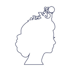 Profile view silhouette of a princess or queen. Cute girl portrait. Fashion branding emblem.