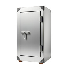 Fototapeta premium Silver metal safe box isolated on transparent background