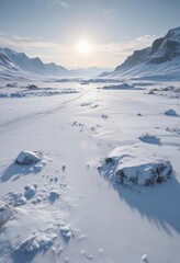 Frozen landscape, snow-covered expanse, icy textures,  white landscape,  white,  nature