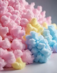 Fluffy pink blue yellow ombre, blurred candy floss feel,  yellow,  sweet,  airy