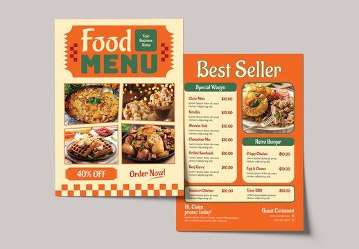 Yellow And Red Retro Restaurant Food Menu Layout