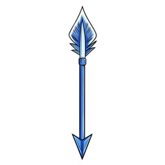 Modern Arrow with Bold Outlines in Sapphire Blue Isolated on Transparent Background