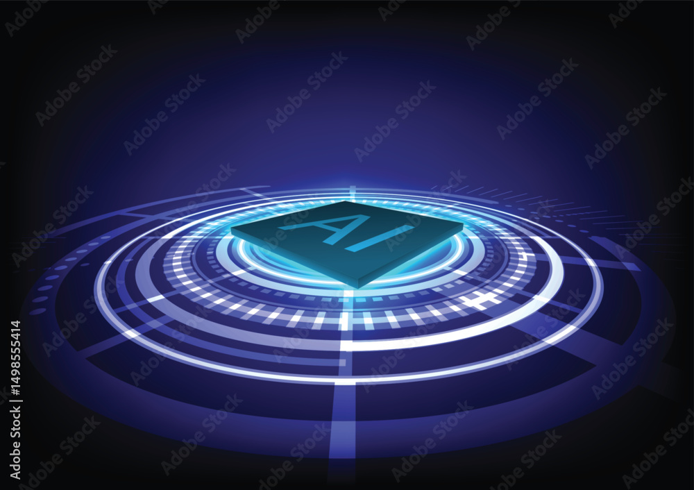 Aufkleber artificial intelligence ai microchip technology background vector illustration design graphic concep