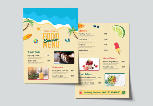 Summer Food Menu Template